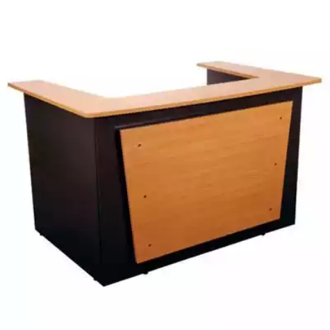 Picture of OXLEY RECEPTION COUNTER 1800 X 1160 X 1090MM BEECH/IRONSTONE