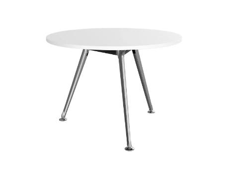 Picture of 1050mm Round Team Table- Polished Alloy Frame, White Top