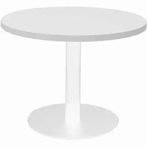 Picture of RAPIDLINE CIRCULAR COFFEE TABLE 600 X 425MM NATURAL WHITE TABLE TOP / WHITE POWDER COAT BASE