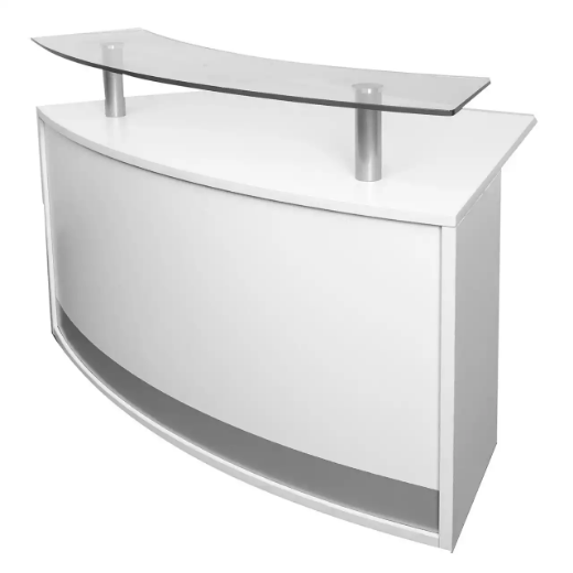 Picture of RAPIDLINE MODULAR RECEPTION COUNTER WITH GLASS SHELF 1339 X 872 X 935MM WHITE