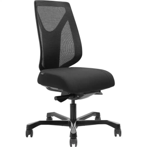 Picture of SERATI MESH HIGH BACK CHAIR BODY-WEIGHT SYNCHRO BLACK ALUMINIUM BASE FOOTPLATES GABRIEL FIGHTER BLACK FABRIC